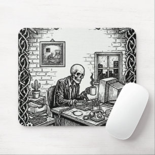 Tapis De Souris La carte de tarot 9 à 5 Entreprise de squelette
