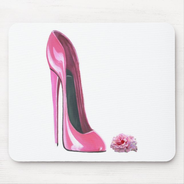 Tapis De Souris La chaussure stylet rose et s'est levée (Devant)