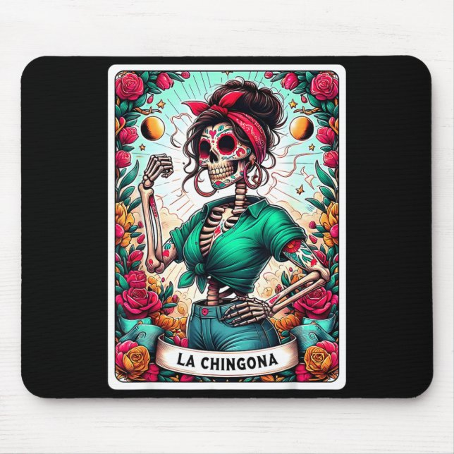 Tapis De Souris La Chingona Tarot Card Day Of The Dead Dia De Los  (Devant)