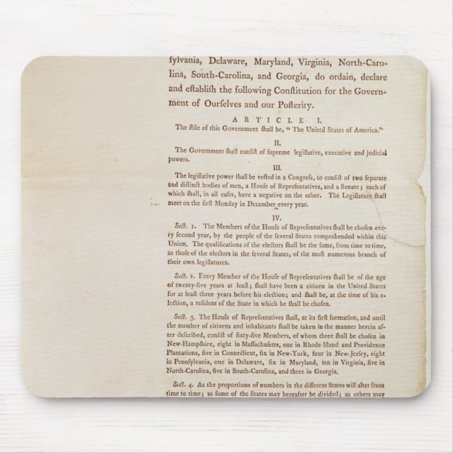 Tapis De Souris La constitution d'Etats-Unis, 1787 (Devant)