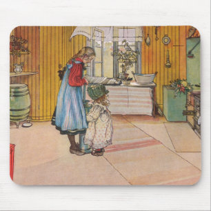 Tapis De Souris La cuisine par la copie d'art de Carl Larsson