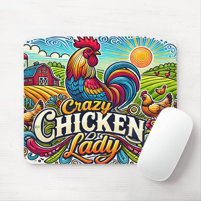 Tapis De Souris La dame folle du poulet (Avec souris)