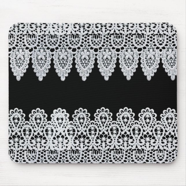 Tapis De Souris La dentelle blanche forme une frontière sensible (Devant)