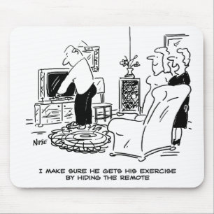 Tapis De Souris La femme masque la télécommande de la télévision