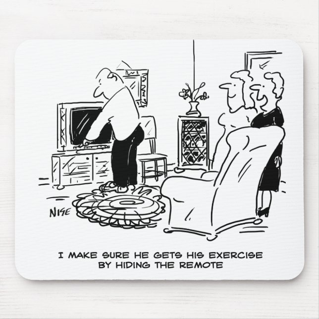 Tapis De Souris La femme masque la télécommande de la télévision (Devant)