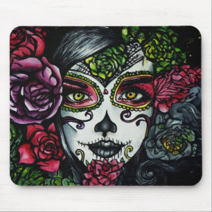 Tapis De Souris La fille au crâne sucre, Dia de los Muertos #8