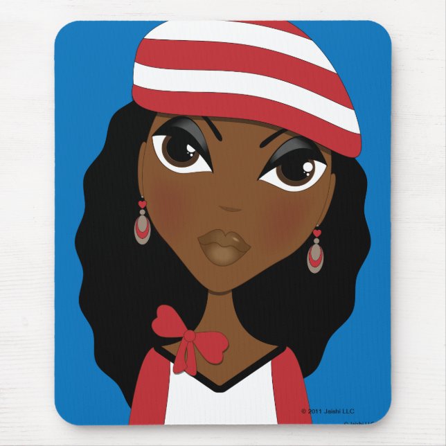 Tapis De Souris La fille dans le casquette Mousepad (Devant)