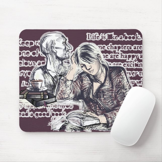 Tapis De Souris La fille lisant un livre (Avec souris)