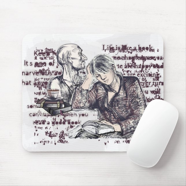 Tapis De Souris La fille lisant un livre (Avec souris)
