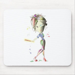 Tapis De Souris La fille stylet rouge joue au base-ball ! Art