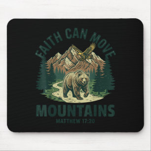 Tapis De Souris La foi peut déplacer les montagnes rétro coucher d