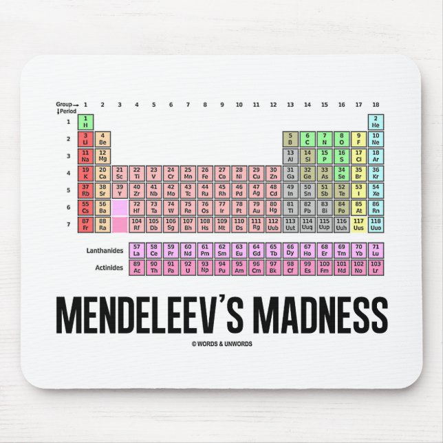 Tapis De Souris La folie de Mendeleev (Tableau des éléments (Devant)