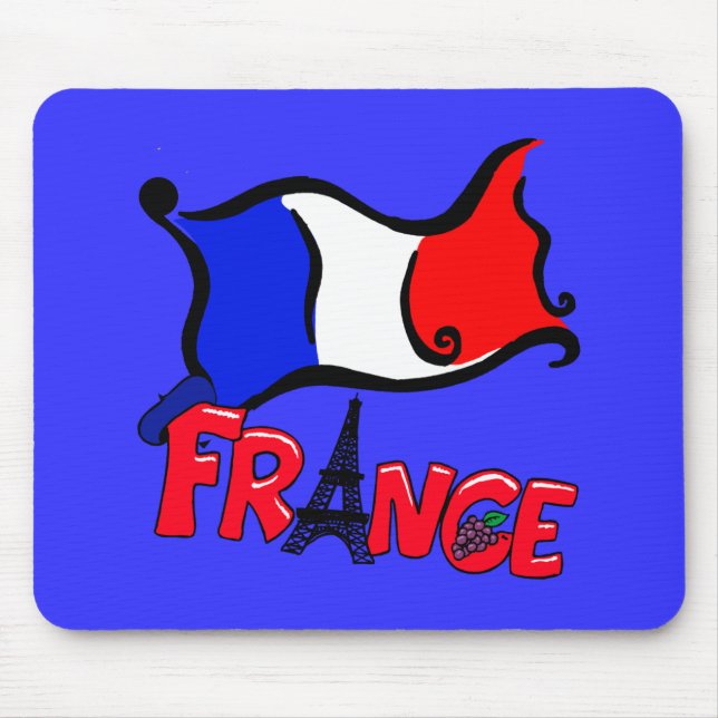 Tapis De Souris La France avec des produits de drapeau (Devant)