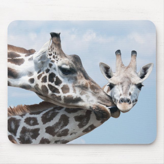 Tapis De Souris La girafe embrasse son veau (Devant)