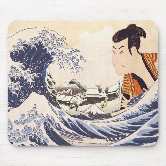 Tapis De Souris La Grande Vague Ukiyoe Collages (Devant)