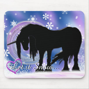 Tapis De Souris La licorne noire mystique (Qu'Elle Neige)