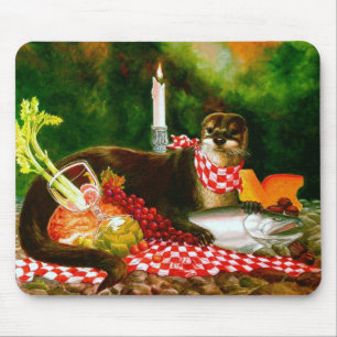 Tapis De Souris La loutre envahit le pique-nique Mousepad
