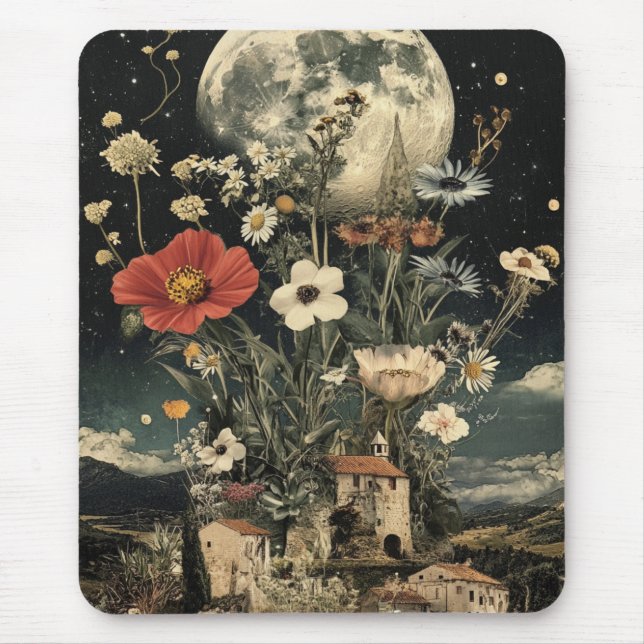 Tapis De Souris La Lune S'Éclate Sur Le Charme Rustique (Devant)