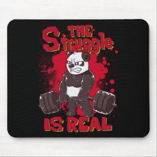 Tapis De Souris La Lutte Est Vraiment Drôle Panda Gym Bodybuilding