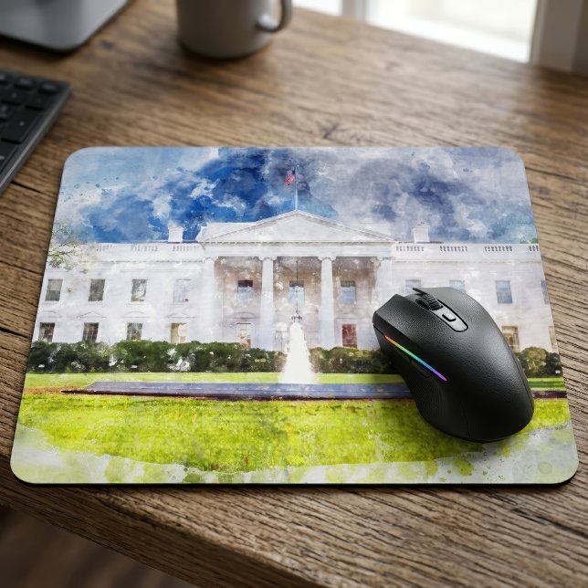 Tapis De Souris La Maison Blanche à Washington DC Aquarelle (The White House in Washington DC Watercolor. Mouse Pad)