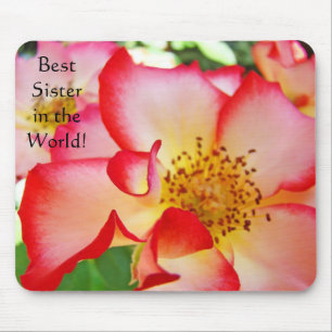 Tapis De Souris La meilleure soeur au monde ! fleur rose de
