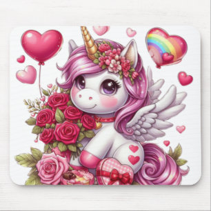 Tapis De Souris La mignonne Saint Valentin licorne