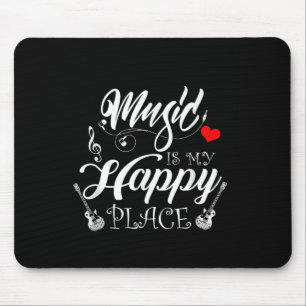 Tapis De Souris La Musique Est Mon Endroit Heureux Motivationnel V