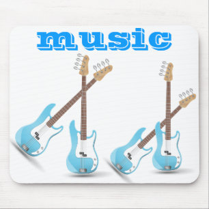 Tapis De Souris La musique note le destin bleu de motif de zigzags