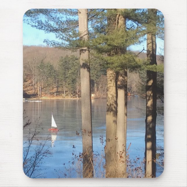 Tapis De Souris La navigation sur glace sur le lac — (Devant)