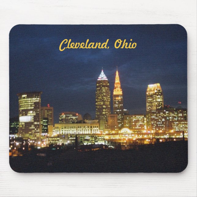 Tapis De Souris La nuit de Cleveland, Ohio allume Mousepad (Devant)
