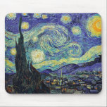 Tapis De Souris La nuit étoilée de Van Gogh<br><div class="desc">Chef-d'oeuvre de Van Gogh : Starry Night. La nuit étoilée est une huile sur toile du peintre post-impressionniste néerlandais Vincent van Gogh. Peint en juin 1889, il dépeint la vue depuis la fenêtre est de sa chambre d'asile à Saint-Rémy-de-Provence, juste avant le lever du soleil, avec l'ajout d'un village idéalisé....</div>