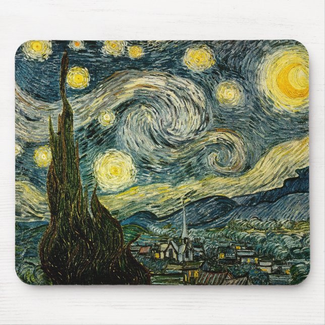 Tapis De Souris La nuit étoilée de Vincent van Gogh (1889) (Devant)