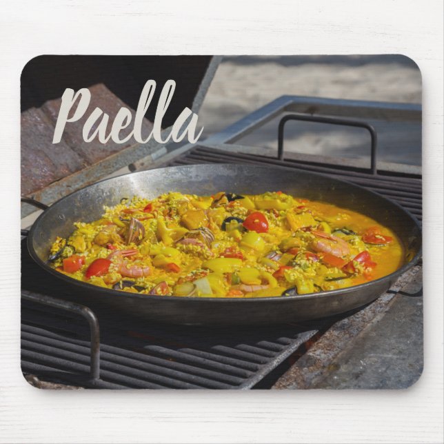 Tapis De Souris La paella est cuite sur un cadeau grill pour le ch (Devant)