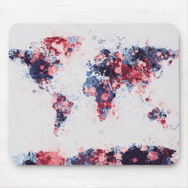 Tapis De Souris La peinture de carte du monde éclabousse (Devant)