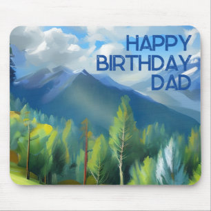 Tapis De Souris La peinture de la montagne Joyeux anniversaire pap