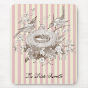 Tapis De Souris La Petite Famille sur arrière - plan rose et crème