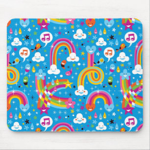 Tapis De Souris la pluie d'arcs-en-ciel de nuages laisse tomber le