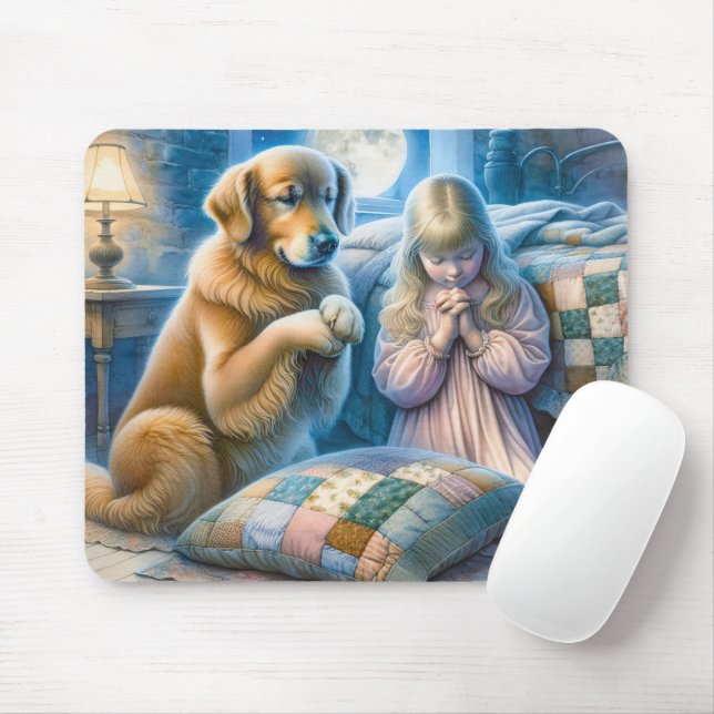 Tapis De Souris La prière des filles et des Golden Retriever (Avec souris)