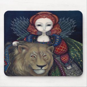 Tapis De Souris La "Reine Elizabeth et un lion" Mousepad