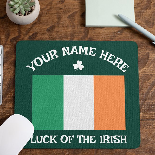 Tapis De Souris La Saint-Patrick Drapeau Irlande Nom Personnalisé  (Créateur téléchargé)