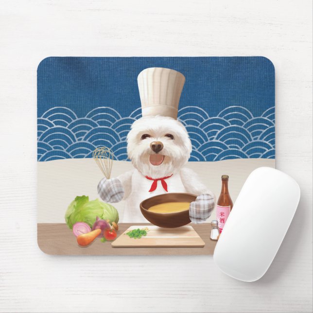 Tapis De Souris La soupe de cuisine Casquette Dog In Chef (Avec souris)