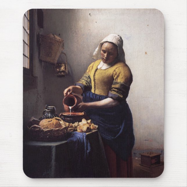 Tapis De Souris La trayeuse par Johannes Vermeer (Devant)