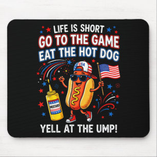 Tapis De Souris La vie est courte Allez au match Mangez le hot dog