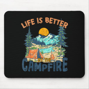 Tapis De Souris La vie est meilleure au feu de camp camping vintag