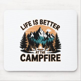 Tapis De Souris La vie est meilleure au feu de camp drôle campeur 