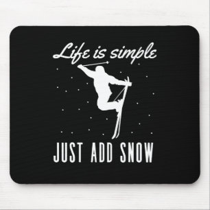 Tapis De Souris La vie n'est que neige Ajouter un vieux snowboard