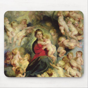 Tapis De Souris La Vierge et l'enfant entourés
