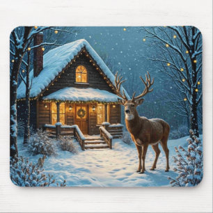 Tapis De Souris La visite de Noël enneigée de Big Buck