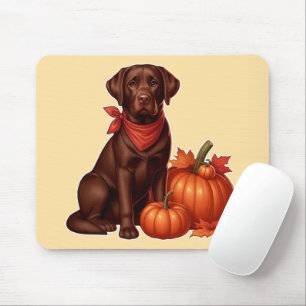 Tapis De Souris Labrador chocolat avec bandana rouge par citrouill