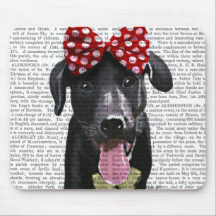 Tapis De Souris Labrador Noir Avec Bois Rouge Sur La Tête